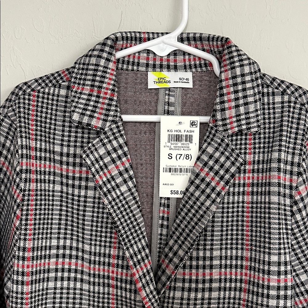 Girls Plaid Blazer Jacket by Epic Threads NWT - Picture 2 of 5